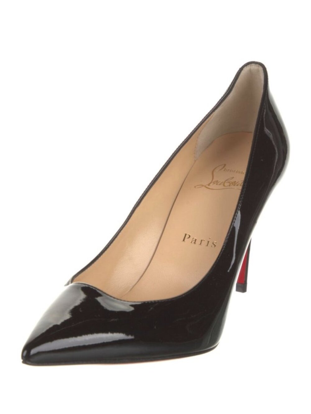 Christian Louboutin Kate Patent Leather Pumps Black Red Bottom Heels Size 36.5